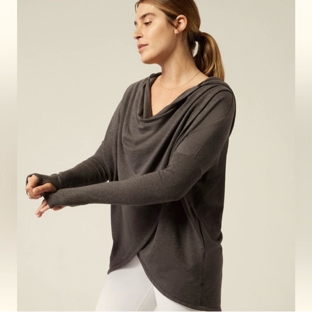 Athleta Purana Wrap Front Hoodie Nirvana Brown Size XXS